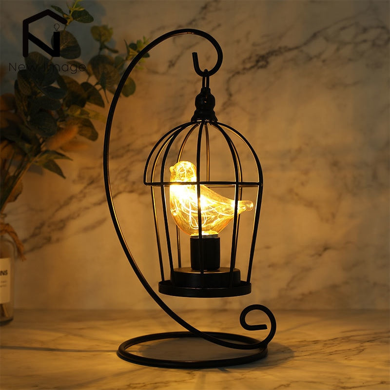 Vintage Birdcage Table Lamp