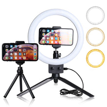 Load image into Gallery viewer, Mini LED Video Selfie Ring Light With Tripod
